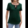 thumbnail image 1 of Blusas Informales Elegantes para Mujer, Blusas de Trabajo Informales de Negocios, Camisas de Corta con Cuello en V y Bloques de Color, Verano 2025 Verde Oscuro M, 1 of 9