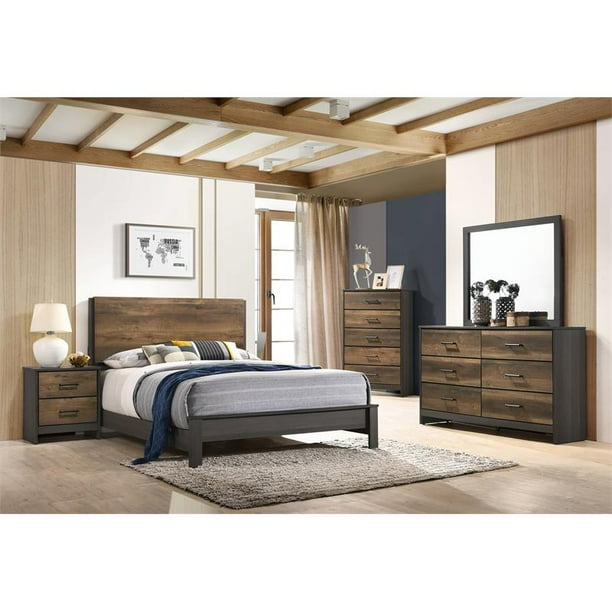 Acme Sheldon Bed In Oak Gray Multiple Bedsizes Walmart