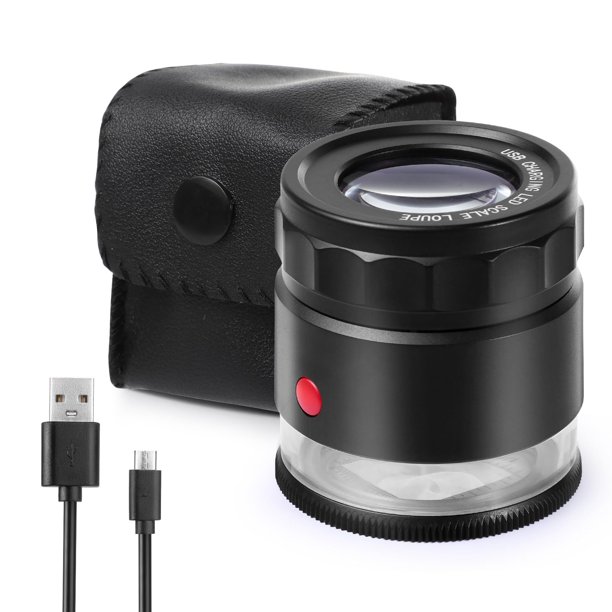 Lupa Amoper 30X, recargable por USB, 8 luces LED