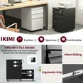 thumbnail image 5 of IKIMI 3 Drawer Mobile File Cabinet, Under Desk Vertical File Cabinet with Lock, Metal Filing Cabinet on Wheels, Office Rolling Storage Cabinets for Legal/Letter/A4 File Fully Assembled-Black, 5 of 11