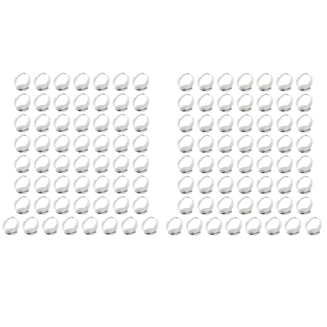 Cabujones en Blanco Redondos de Plata de 100 Piezas para Joyas Sunnimix Bases de anillo ajustable