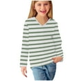 thumbnail image 6 of Piuwrlz Girls Long Sleeve T-Shirt Kids Cotton Shirts Printed Stripe V-neck V-neck T Shirt Tops Green Size 13 Years, 6 of 8