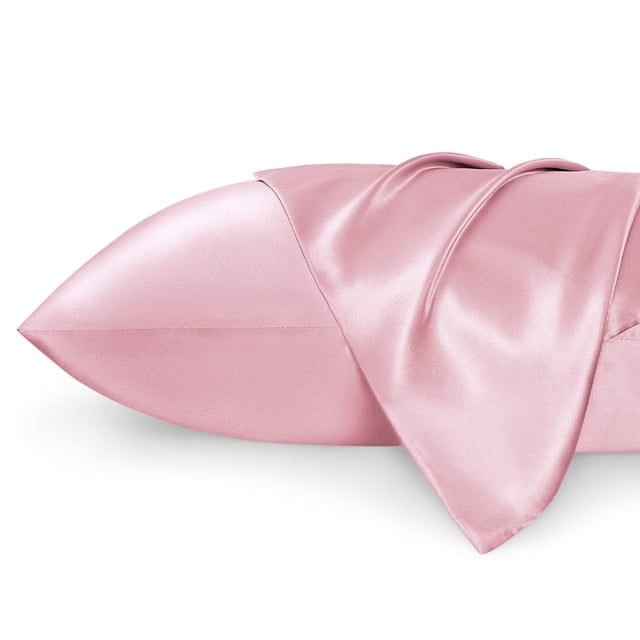 Funda de cama de satén para cabello y piel Queen Pink, juego de