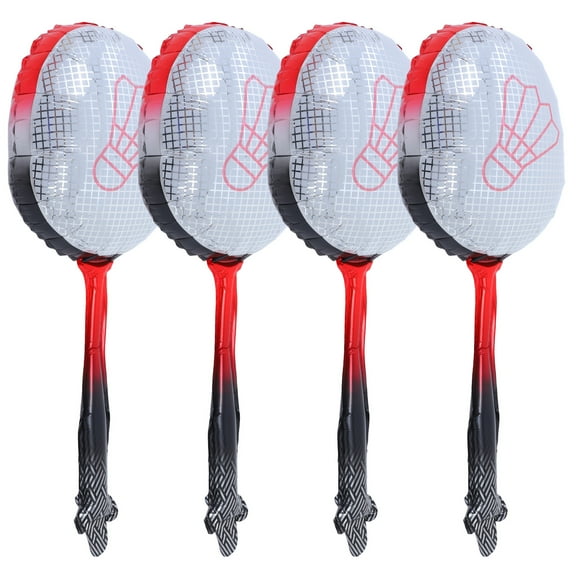 4 Pcs Plaid Decoration Badminton Racket Balloon Baby Work
