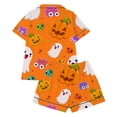 thumbnail image 4 of SJLDQY Halloween Girls Pajama Sets Hallowmas Print Short Sleeve Shirts and Shorts 2 Piece Sets Casual Sleepwear Button Down Pjs for Girls, 4 of 5