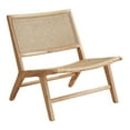 thumbnail image 4 of veasfak Wood Frame Handwoven Rattan Lounge Chair Multipurpose for Balcony 63x70x73cm Light Brown, 4 of 7