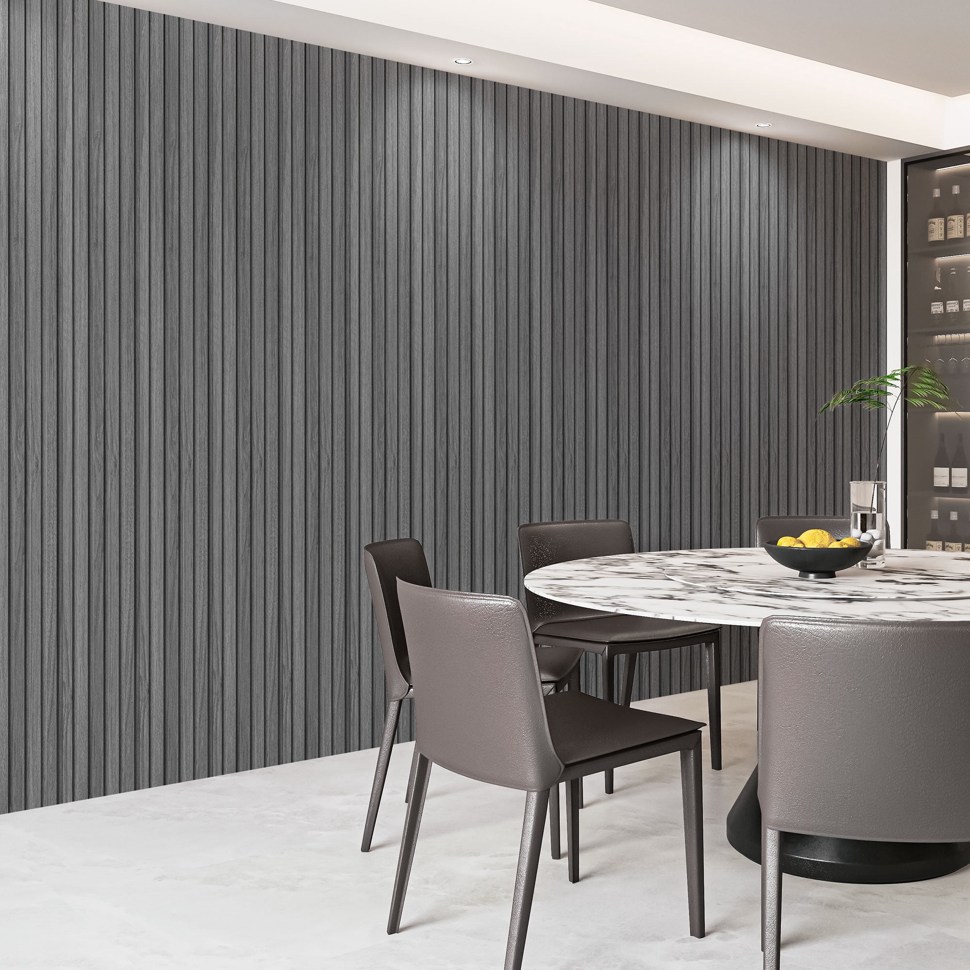 6PCS 94.49'' x 7.44'' MDF Slat Wall Paneling for Interior Decor and Ceiling Decoration, 3D Wood Decorative Wall Panels,Ash