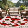 thumbnail image 4 of Round Rug 7Ft Washable Non-Slip, Pink Strawberry Circle Area Rugs for Living Room Bedroom, Spring Floral Watercolor Summer Botanical Indoor Floor Mats Carpet Runner for Home Decor Aesthetic, 4 of 8