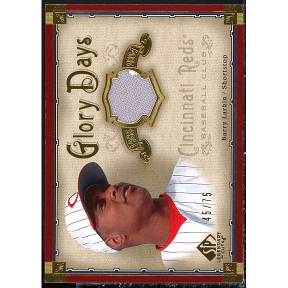 Barry Larkin Card 2005 SP Legendary Cuts Glory Days Material Gold #BL