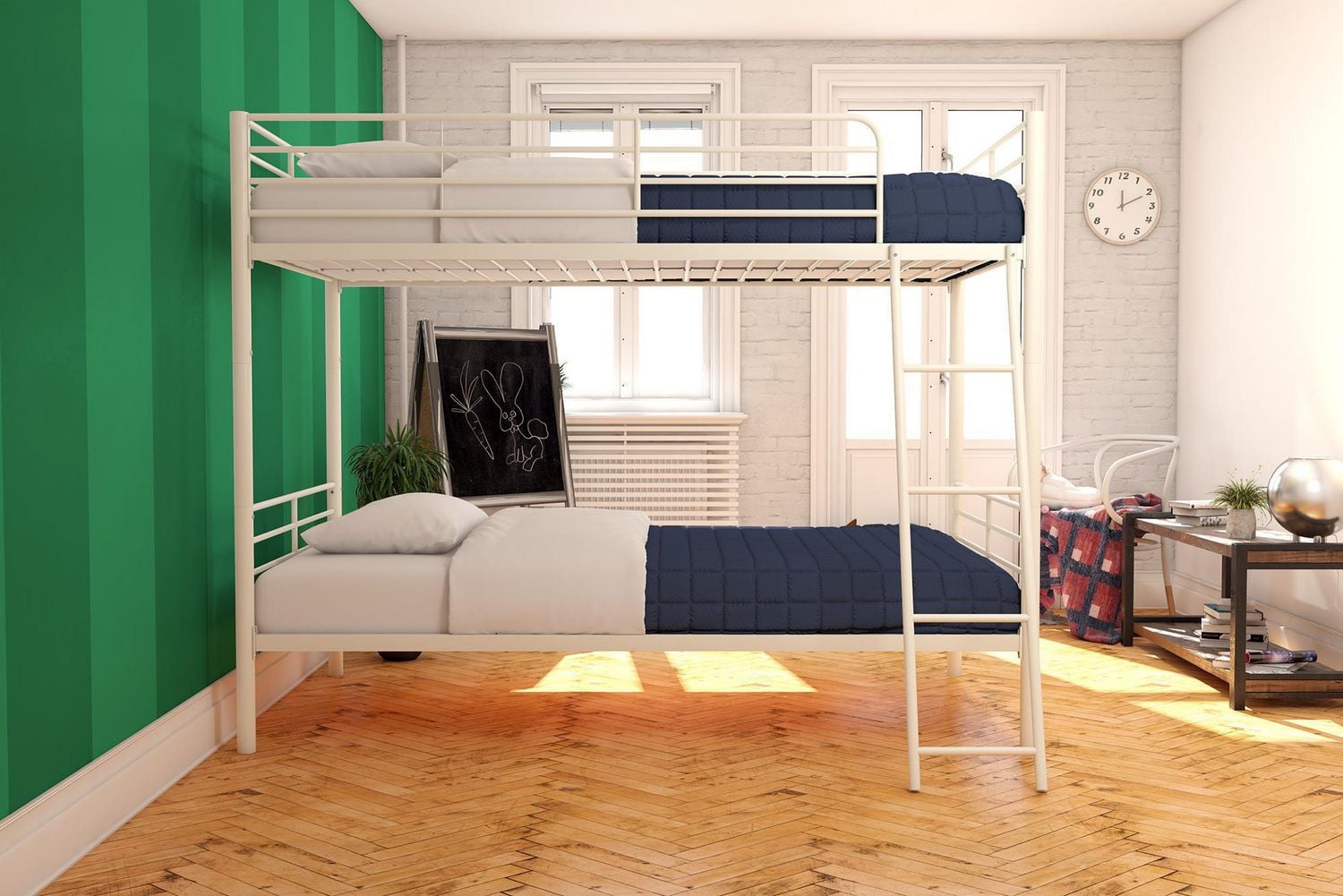Convertible Twin over Twin Metal Bunk Bed