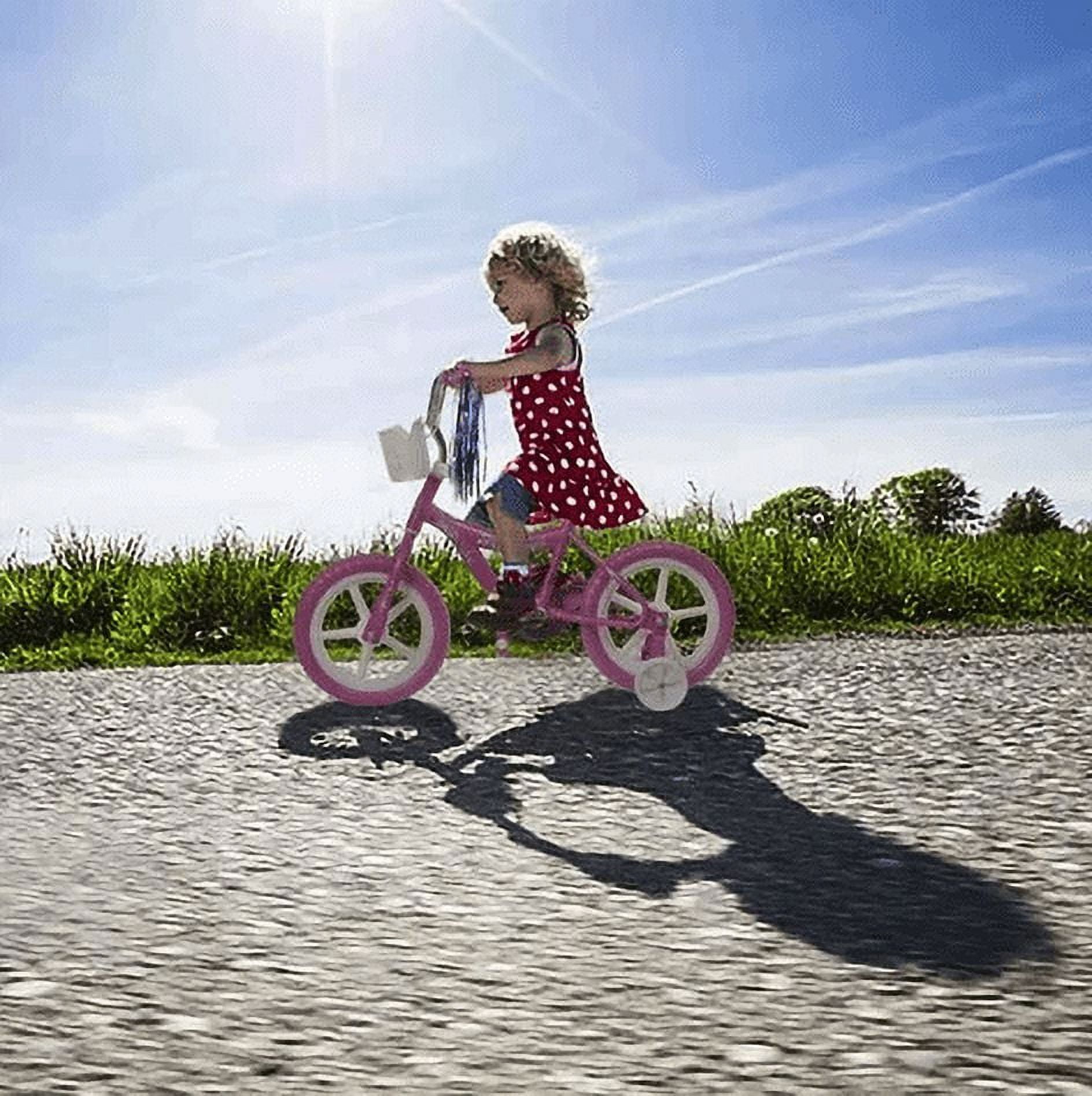 USToyOutlet 12" Kid's Beginner Bicycle for 2-4 Years Old Boys' and Girls' Bike Foam Tire for Indoor Use No Brake + Doll Seat - Pink