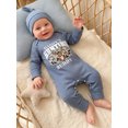 thumbnail image 6 of RUINIXCW 2 Pcs Infant Baby Boy Outfit Long Sleeve Crew Neck Deer/Mallard Duck Print Romper and Hat Set, 6 of 9