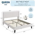 thumbnail image 6 of EastVita Queen White Velvet Bed Frame Vertical Channel Tufted Wingback Headboard Upholstered Platform Bed Wood Slats No Box Spring Needed Easy Assembly, 6 of 8