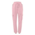 thumbnail image 4 of Women's Sweatpants Solid Color Casual Elastic High Waisted Loose Casual Jogging Sports Pants With Zipper Pocket (3XL, Pink), 4 of 5