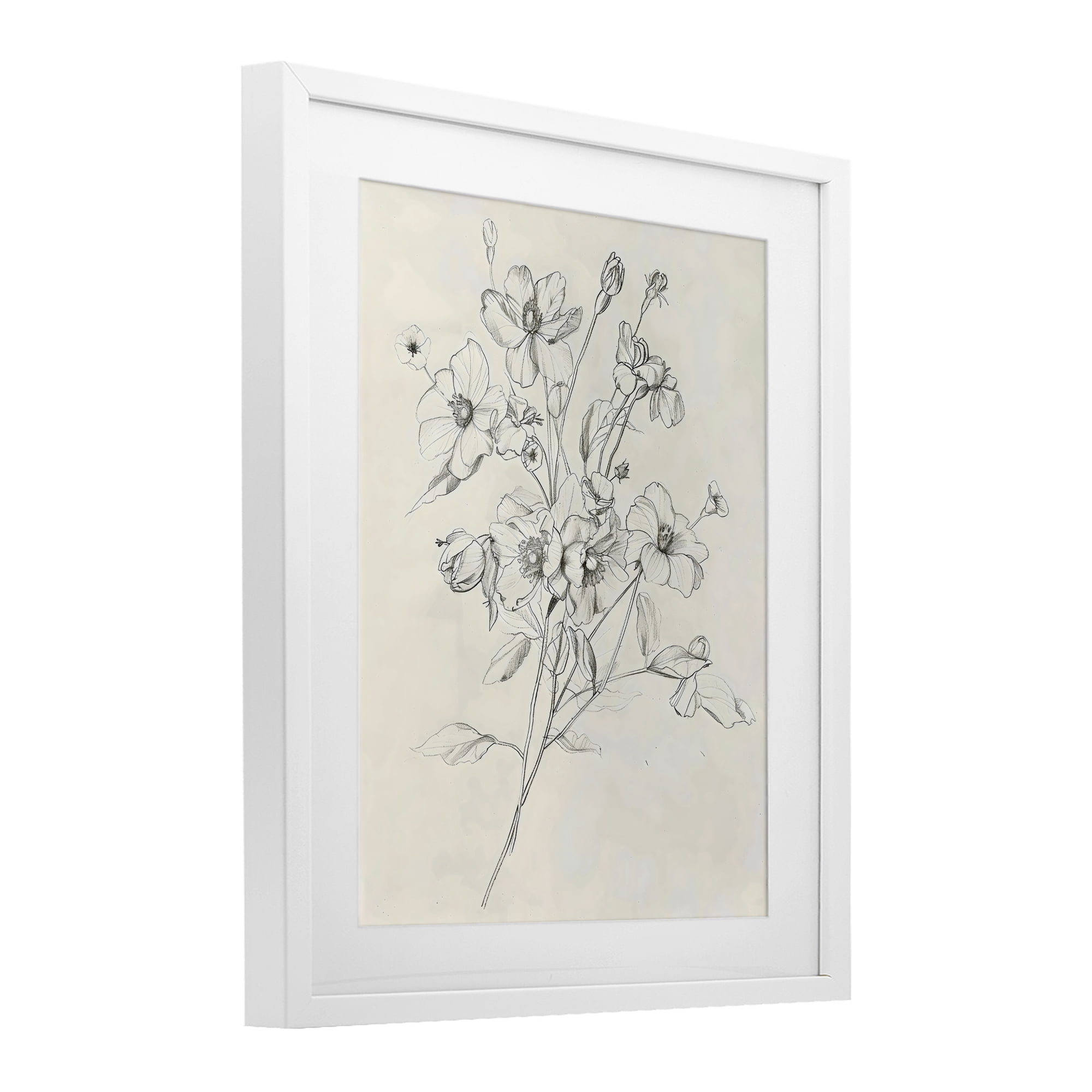 Stupell Industries Wildflower Outline Study White Framed Print Under Glass, design by Creative Studio