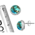 thumbnail image 3 of 925 Sterling Silver Earring Copper Blue Turquoise Handmade Jewelry, 3 of 5