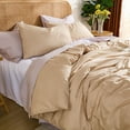 thumbnail image 6 of 100% Washed Cotton Duvet Cover – Sandy Beige, Linen-Like Texture, Super Soft & Breathable Bedding Set, 3-Piece Durable Percale Comforter Cover, 6 of 11