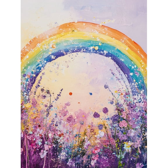 Rainbow Floral Field Canvas Wall Art Perfect for Living Room Bedroom Bathroom Office and Hallway Decoration.