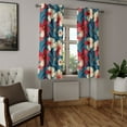 thumbnail image 2 of Ambesonne Floral Grommet Curtain, Hibiscus Tropical Leaves Art, 50"x120", Cadet Blue Cream and Ruby, 2 of 5