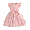 thumbnail image 1 of Rhuody Robes de Printemps pour Filles Robe d'Été à Col Rond avec Nœud et Manches Florales Robe de Fête en Maille Transparente pour Tout-Petits Enfants Combinaison Confortable Rouge 6-7 Ans, 1 of 6