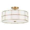 thumbnail image 1 of Alcala 3 Light Incandescent Aged Brass Semi-Flushmount Fixture with White Shade, 1 of 2