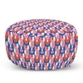 thumbnail image 1 of Retro Pouf, Disc Shaped Funky Circles Pop Art Overlapping Geometric Creative Ovals, Decorative Soft Foot Rest with Removable Cover Living Room and Bedroom, Pink Vermilion and Blue, by Ambesonne, 1 of 3