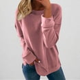 thumbnail image 4 of Olyvenn Stylish Women's Thin Pullover Solid Loose Tops Casual Sweater Women Fashion Comfy Sweatshirts Long Sleeve Blouses Women Shirts Pink 8-10, 4 of 4