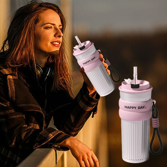 Boovnll Coffee Thermal Mug Multi-Color Optional Spray Plastic 304 Stainless Steel Mug Portable Car Carrying Coffee Mug Student Walking Mug