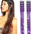 thumbnail image 2 of 12count Hair Tinsel Clip in 19.6Inch Glitter Tinsel Hair Extensions Clip in Hair Tinsel Kit Heat Resistant Shiny Sparkle Fairy Hair Accessories for Women Girls Kids (Purple), 2 of 8