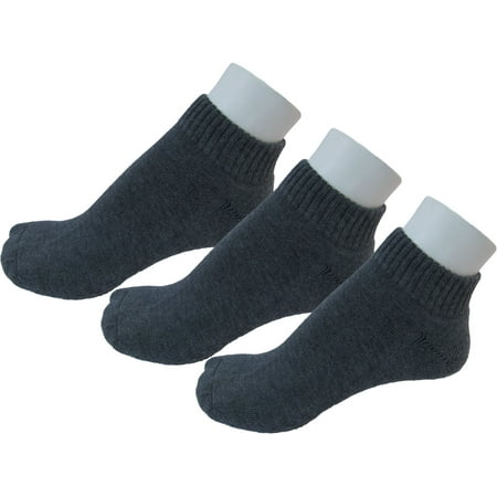 Couver Running Athletic Crew Socks Cotton Terry Cushion sole, Ankle High, Charcoal, Medium, 3