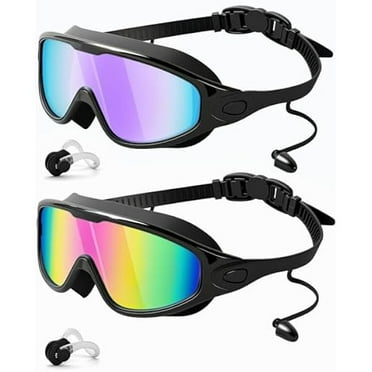 Swim Goggles 2 Pack, Wide View Anti Fog&UV Swimming Goggles for Audlt, No Leaking Pool Accessories for Men Women Kid