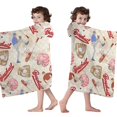 thumbnail image 4 of Beige Baseball Elements Pattern Hooded Bath Towel，60"x35" for Ages 3 To 12 Kids, Quick Dry Lightweight Soft Microfiber Hood Beach Towel Cover Up for Kids, 4 of 7