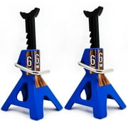2X Metal Jack Stands 6 Ton Height Adjustable for 1/10 RC Crawler Truck Car Trx4 SCX10 Simulation Climbing Vehicles-Blue