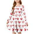 thumbnail image 2 of NAISIBABY Girls Long Sleeve Dresses, Flowy Hearts Graphic Crewneck Fashion Valentine's Day Party Dresses White 7T, 2 of 5