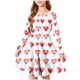 thumbnail image 1 of Vestido de manga larga con cuello redondo para niñas, vestido elástico de manga larga, corte A, estilo patinador con volantes, vestido de recital escolar, vestido de manga larga con cuello redondo par, 1 of 4