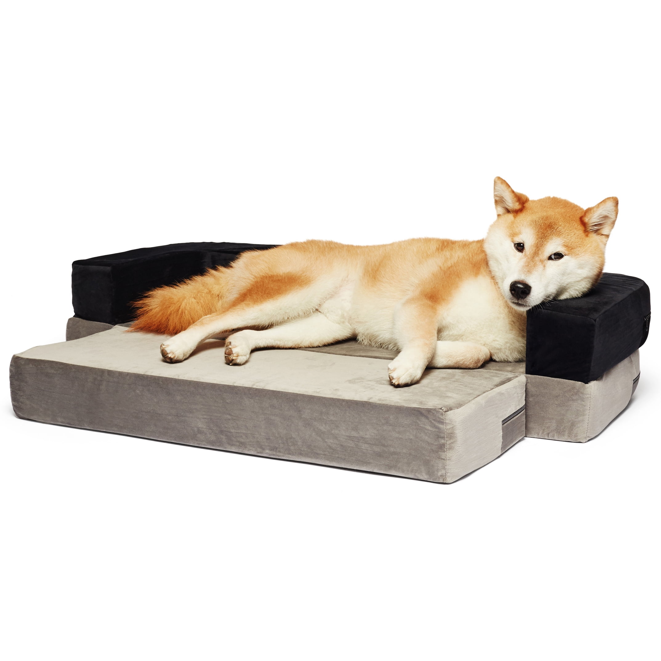 Precious Tails Orthopedic Foam Velvet Convertible Sofa Dog Bed