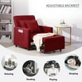 thumbnail image 3 of BIGSYY Canapé-Lit Pliant 3-en-1 Réglable pour Adultes, Fauteuil-Lit Moderne en Tissu Polaire avec Lit Escamotable (Polaire Rouge), 3 of 6