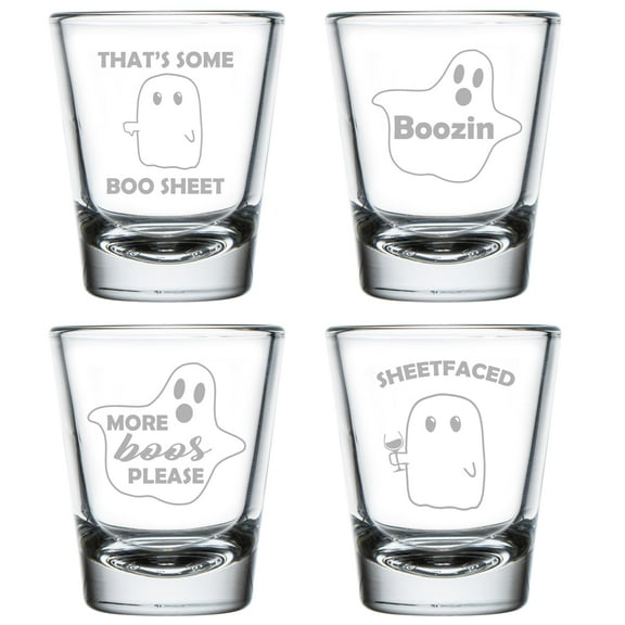 Set of 4 Shot Glasses 1.75oz Shot Glass Gift Halloween Ghost Funny Collection