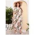 thumbnail image 5 of AURA Plus Size High Waist V Neck Printed Maxi Dress Elegant Spring Summer Style, 5 of 10