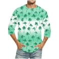 thumbnail image 1 of Fengqque T-shirt de Sport à Manches Sept pour Hommes, Col Rond, Vert, TTTG(TTTG), 1 of 4