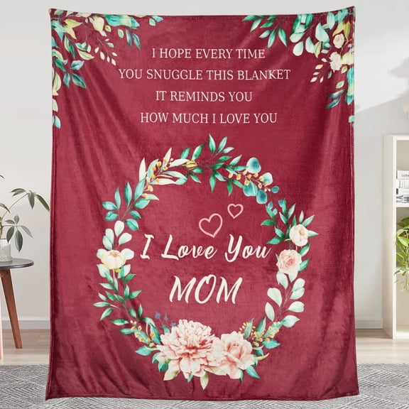 LHSHID Gifts for Mom from Daughter or Son to My Mom Blanket Mother's Day Thanksgiving Christmas Birthday Gifts for Mom Soft Flannel Hug Mother Throw Blanket 30"x40"