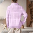 thumbnail image 5 of Women's Turtleneck Pulover Sweater Long Sleeve Plaid Chunky Knit Pullover Loose Jumper Tops, 5 of 6