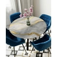 thumbnail image 5 of nqOlkjepod Yellow Golden Marble Round Tablecloth, Fitted Table Cover with Elastic for 45"-54" Round Tables, Nature Marble Crack Abstract Table Cloth Outdoor Dinning Party Waterproof Tablecloths, 5 of 6