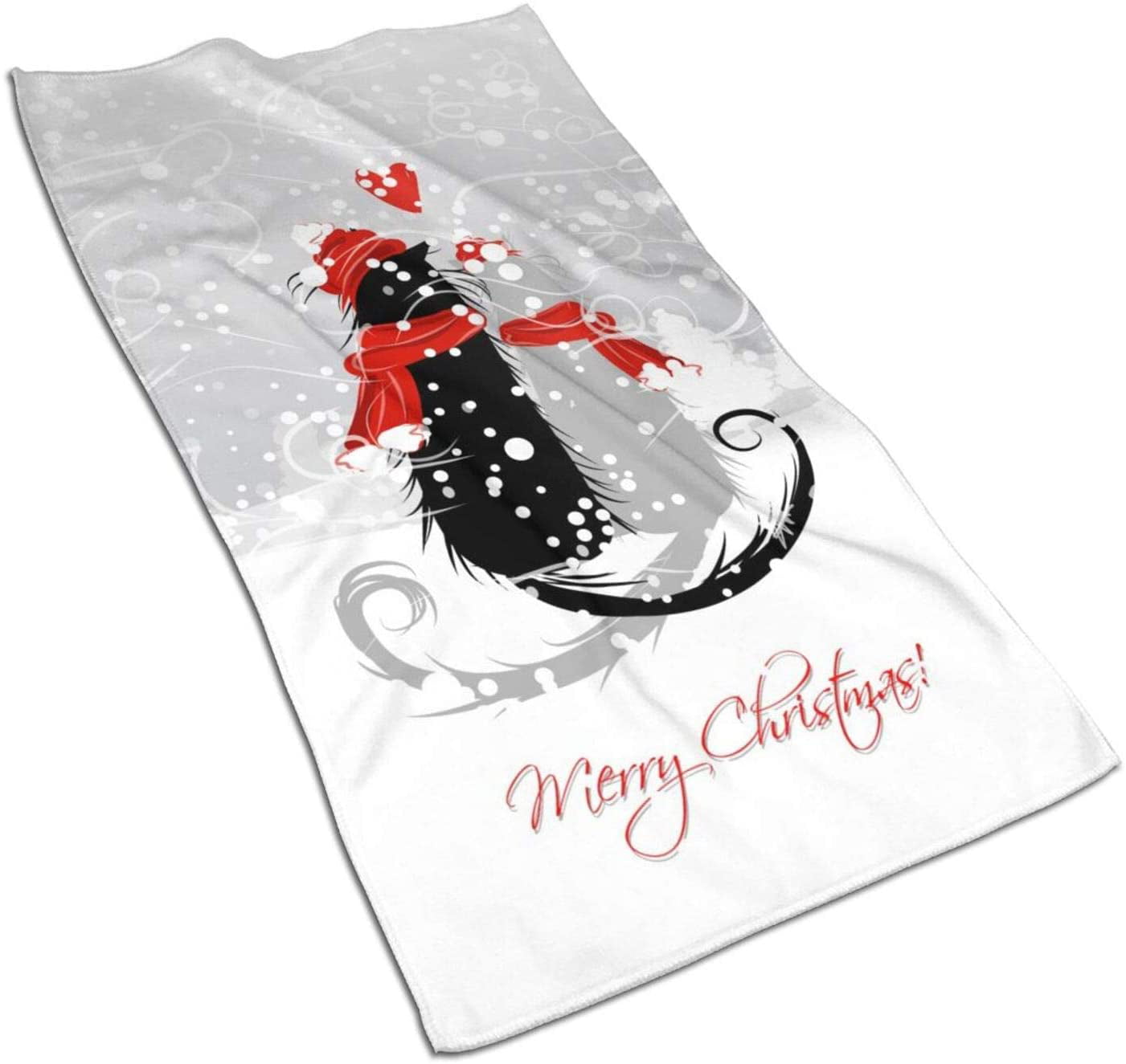 Abucaky Christmas Black Cat Hand Towel for Bathroom Super Soft Absorbent Fingertip Towel Multi-Purpose Towels for Bath Gym and Spa 27.5 X 15.7 Inch