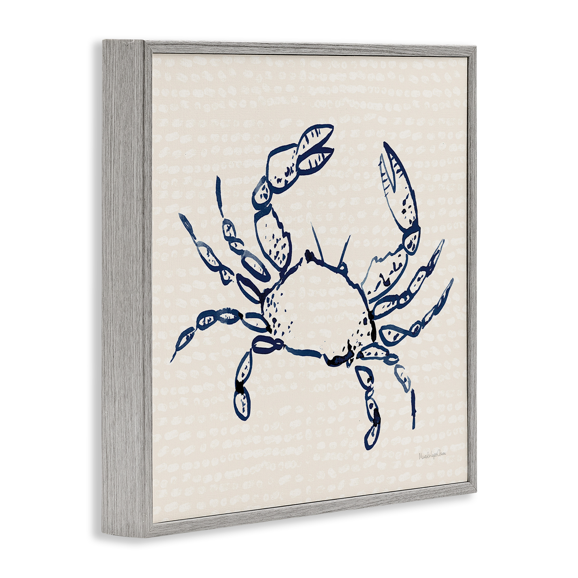 Stupell Industries Crab with Dotted Background Animals & Insects Painting Gray Framed Art Print Wall Art, 17 x 17