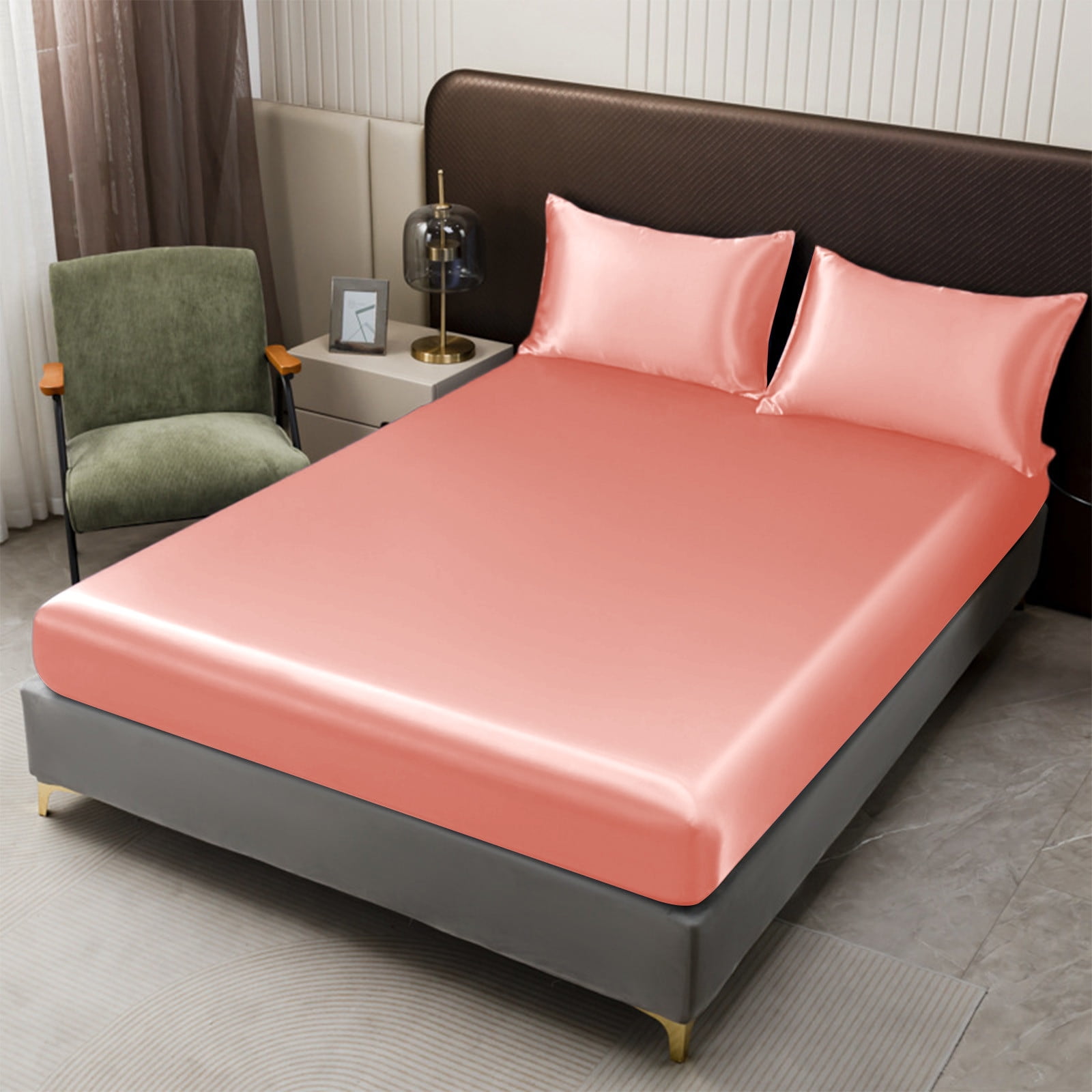 SouMaox Satin Silk Bedding, Matte Solid Texture, Pillowcase, Enhance Bedroom Comfort for Guest Room Suites