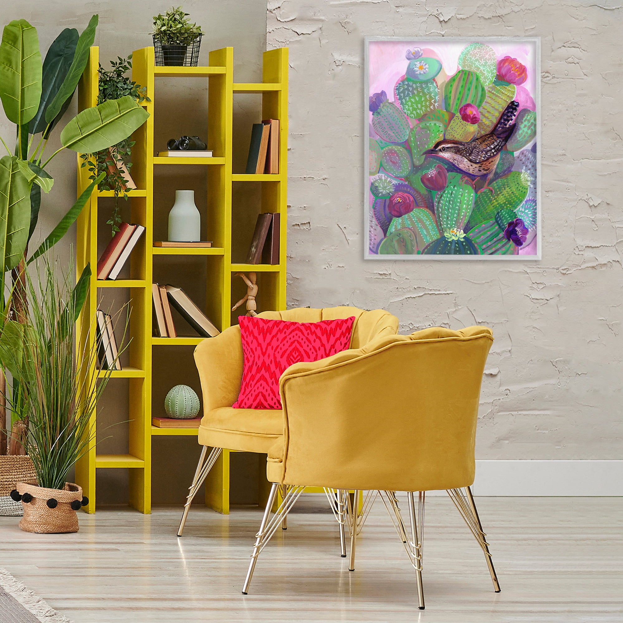 Desert Day Dream Bird Gray Framed Giclee Art, design by Ashley Davis