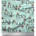 thumbnail image 1 of Soimoi Japan Crepe Satin Fabric Floral Love Text Fabric Prints By Yard 42 Inch Wide, 1 of 3