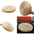 thumbnail image 4 of 40cm Natural Woven Grass Cushion - Wild Pucao Pillow Floor Mat - Round Braided Pad - Handmade Straw Woven Rush Yoga Mat - Flat Seat Cushion for Garden Dining Room Living Room Home Decor(Beige), 4 of 8