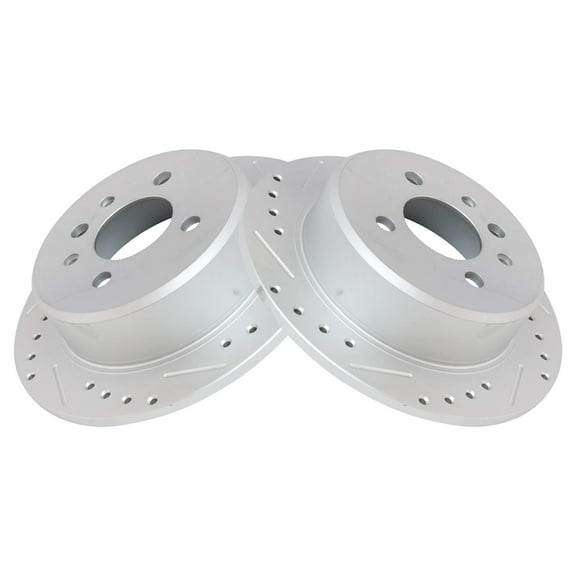TRQ Rear Performance Brake Rotors Set Premium G-Coated Cross Drilled & Slotted Fits Select 1991 BMW 318i 1984-1987 325e 1987-1991 325i 1987-1990 325is